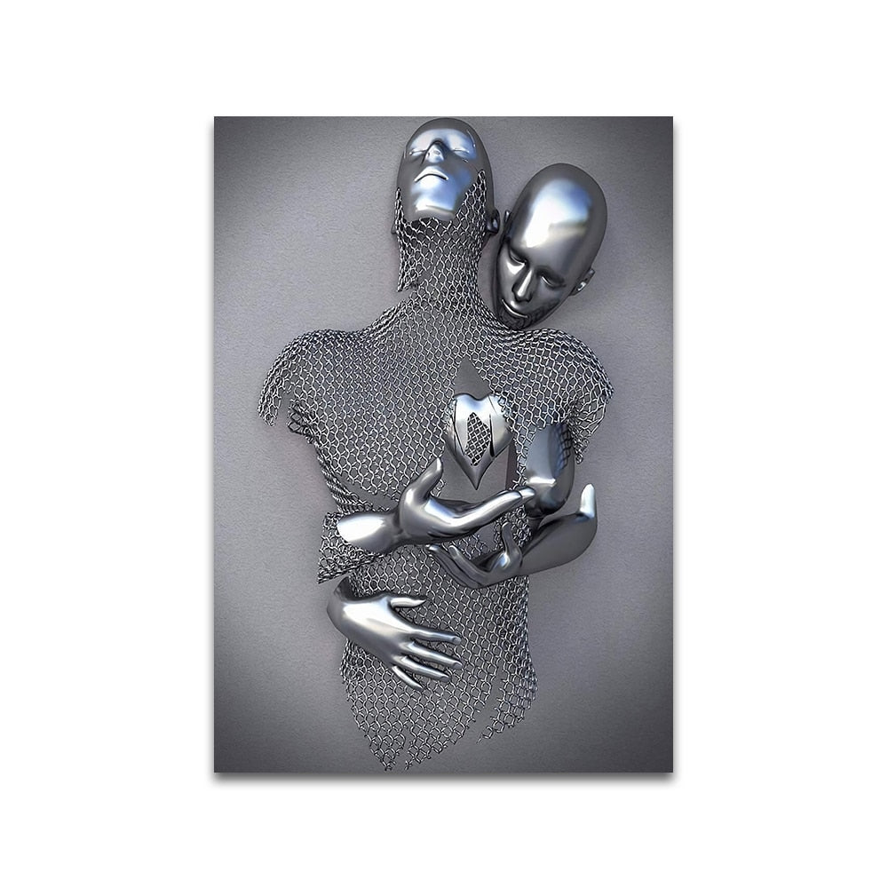 Modern Art Painting Canvas. Metal Carving Photo Art. Living Room Wall Decor. Romantic Abstract Home Decor. WickedYo.